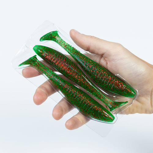 Señuelo Red Fish Soft Golden X10 De Goma X 3 Unidades 14cm Color Verde