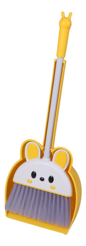 Mini Vassoura Com Pá De Lixo Para Crianças, Amarelo
