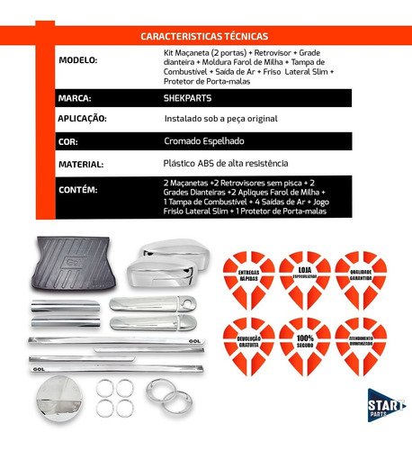 Kit Aplique Cromado + Protetor Porta Malas Gol G5 08 A 12