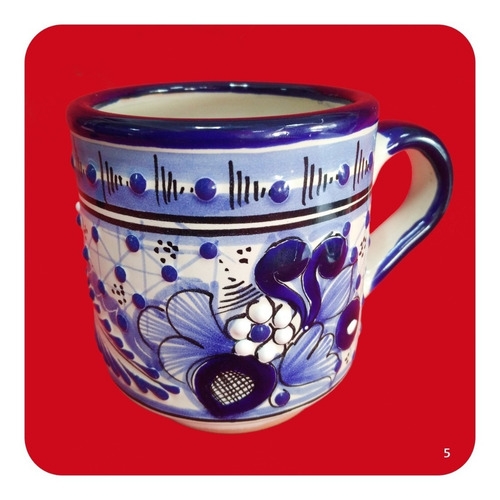 Imagen 5 de 10 de Tarro Taza De Talavera Poblana Azul Grande 500ml. Tz