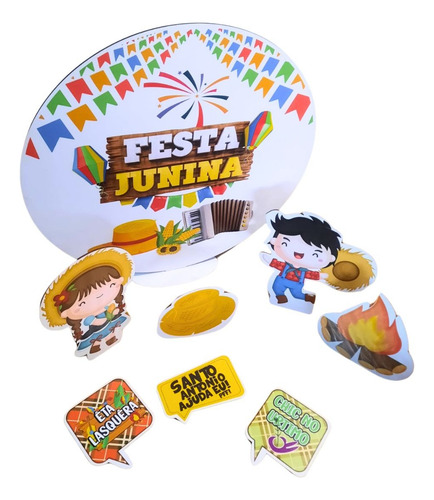 Mini Festa Junina Para Escola Mesa Painel Mdf Com Plaquinhas