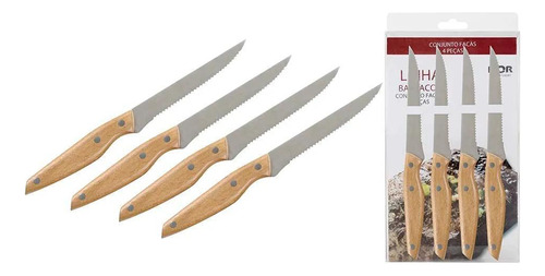 Conj. Facas 5 Mor Barbacoa - Inox, Cabo Madeira, 23cm