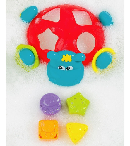 Imagen 3 de 6 de Juego Para Bañera Sort N' Stack Floating Hippo Playgro
