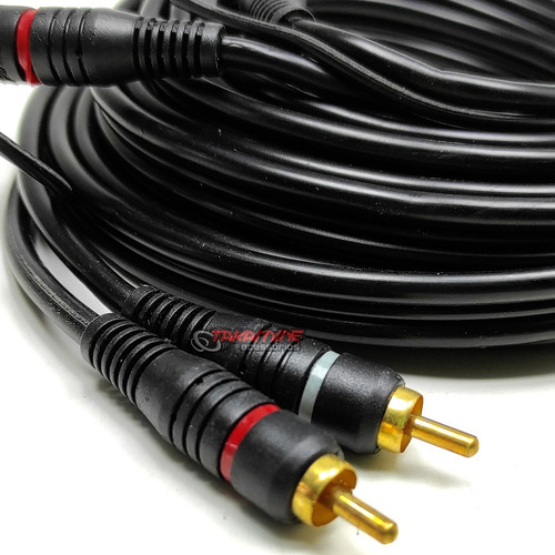 Imagem 2 de 3 de Kit Cabo Rca 5 Metros Emborrachado Preto 5 Unidades