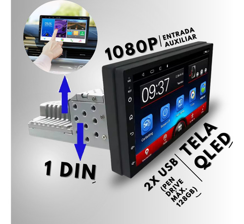 Multimidia Carplay Android -auto 7pol Qled 2gb-32gb