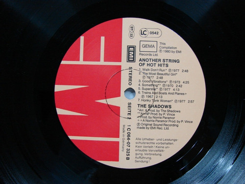 Vinilo The Shadows Another String Of Hot Hits 1980 Alemania (Usado)