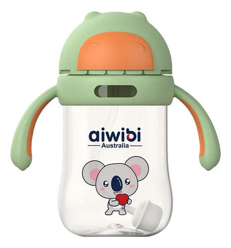 Botella De Agua Con Bombilla Bebés Aiwibi 300ml Verde
