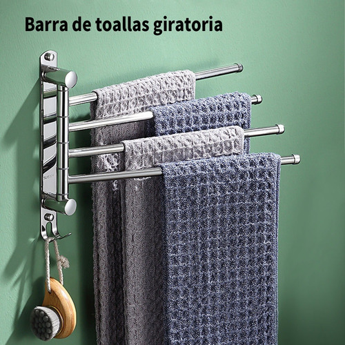 Imagen 9 de 10 de Colgador De Toalla Acero Inoxidable 4 Brazos 180 Grados Baño