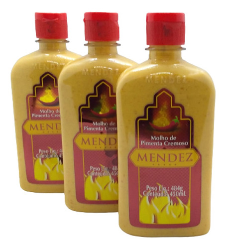 Kit Molho De Pimenta Mendez 450ml 03 Cremosa Tradicional