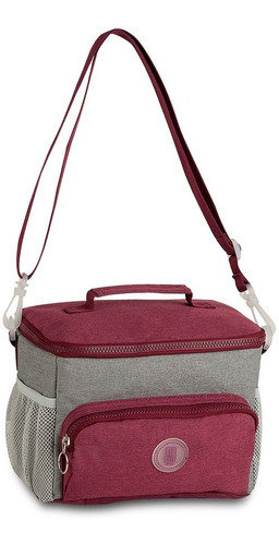 Bolsa Térmica Portátil Quente/frio 6l Praia Fitness Viagens Cor Cinza Com Vermelho