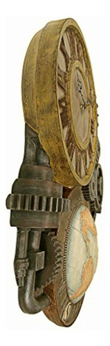 Diseño Toscano Gears Of Time Steampunk Reloj De Pared Escult