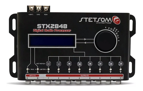 Processador De Audio Stetsom Stx2848 2 Canais 8 Saídas