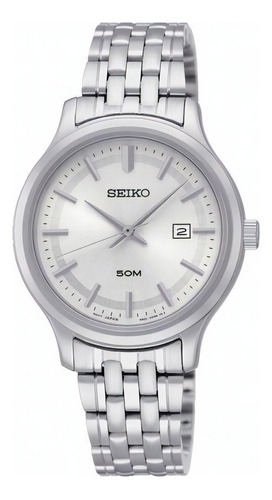 Reloj Seiko Mujer Sumergible A Pila Sur405 Color de la malla Plateado Color del bisel Plateado Color del fondo Blanco