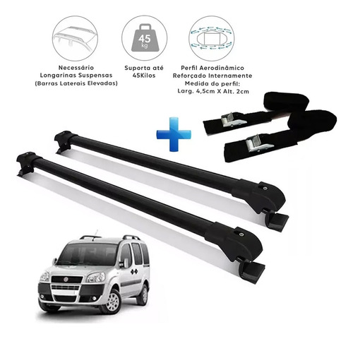 Rack Teto Travessa Fiat Doblo 2004 Preto + Brinde