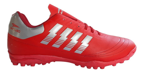 Tenis Futbol Rapido Gattuso Modelo 203 Rojo / Plata