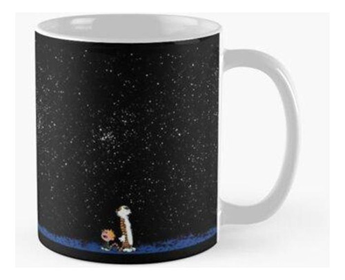 Taza Cielo Nocturno De Calvin Y Hobbes Con Ribete Negro Para