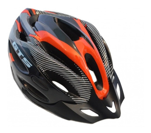 Capacete Com Sinalizador De Led Ciclismo Bike Preto Laranja