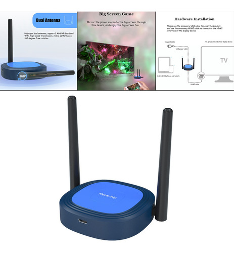 Imagen 3 de 12 de 4k Hd Wireless Wifi Hdmi Antena Dual 2.4g+5g Receptor De