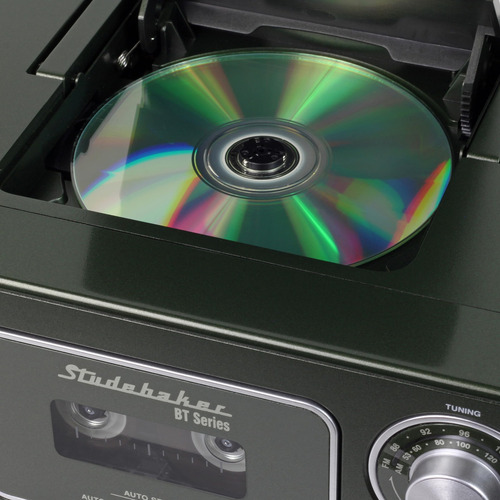 Studebaker Reproductor De Cd Estéreo Portátil Con Bluetooth, Radio Estéreo Am/fm Y Reproductor De Cassette/grabadora (verde Chipre)