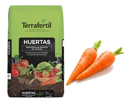 Sustrato Huertas Terrafertil 50lt Con Semillas De Zanahoria