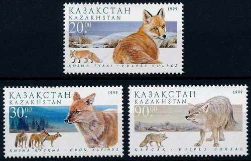Fauna - Zorros Árticos - Kazajistán 1999 - Serie Mint
