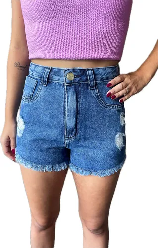 Mercado livre short jeans cintura alta sales