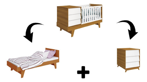Cuna 3 En 1 Con Comoda Noah Prince - Be Design