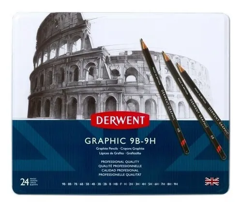 comprar Set Lapices Grafito Graphic 24 Derwent Imp Inglaterra Lata