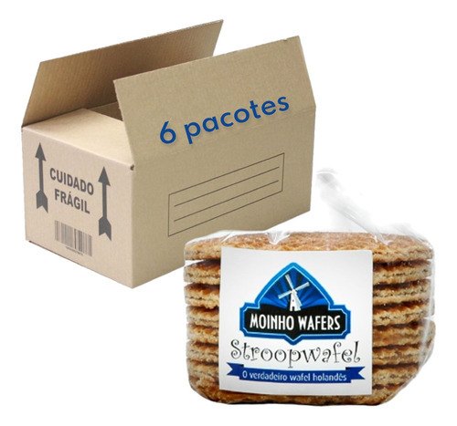 Biscoito Stroopwafel C/ 8 Unidades Moinho Wafers 230g (6x)