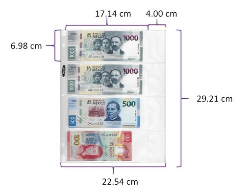 Imagen 2 de 10 de 30 Micas Hojas Bcw Para Billetes 4 Espacios 120 Billetes Std