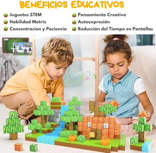 Madeshow Bloques De Construcción Magnéticos De Minecraft, 128 Piezas Ciudad Espada