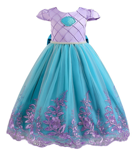 Vestido Para Niña, Diseño De Sirena, Princesa, Lazo Y Costur
