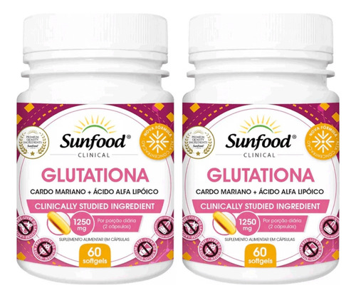 Suplemento Glutationa 60cap Sunfod Impor Acido Alfa Lipoico Sem Sabor