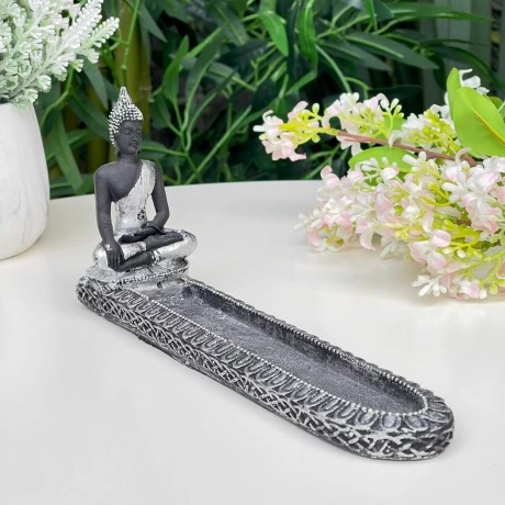 Porta Incienso Meditación Buda Zen Silver 24cm