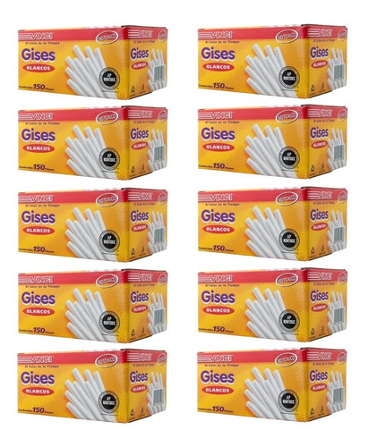 Gis Blanco Vinci 10 Cajas Con 150 Piezas C/u (1,500 Gises)