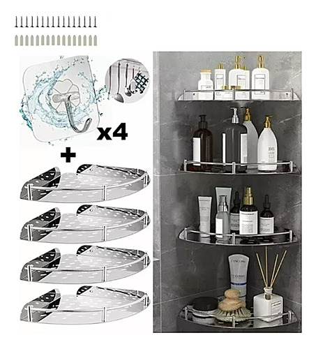 Estante Esquinero Organizador De Acero Inoxidable Para Baño