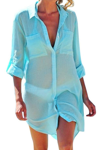 Camisa Tipo Kimono Chemise Beach Departure Para Mujer