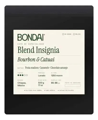 Cafe Especialidad Bondai Insignia Grano O Molido 500g En Grano