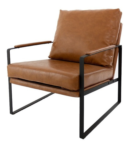 Imagem 1 de 4 de Poltrona Boss Pu Camarelo Com Base De Ferro