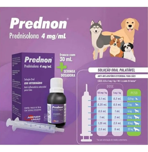 Prednon Anti-inflamatório Para Cães Agener 30ml
