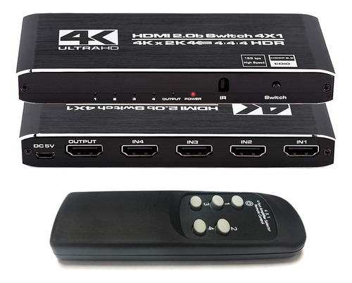 Interruptor Hdmi 4x1, 4k Ultra Hd Hdmi Switcher Compatible C