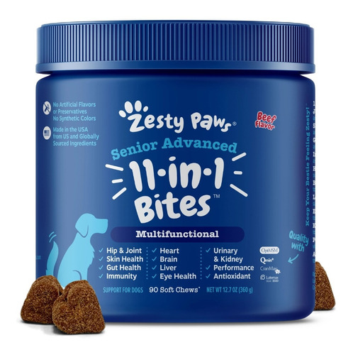 Zesty Paws Multifuncionales 11 En 1 Para Perro 90 Gomitas