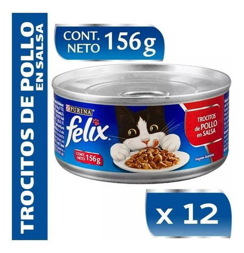 Alimento Gato Felix Lata 156g Pack 12 Unid Sabores Surtidos.