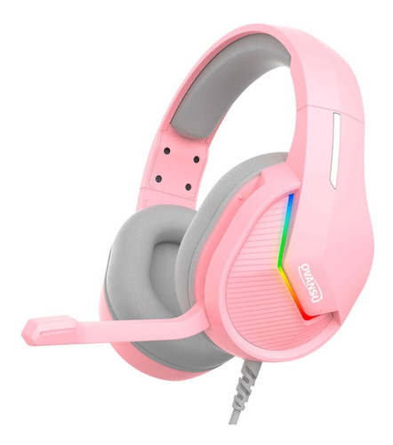 Auricular Gamer Nisuta Ps4 Con Leds Rgb Vincha Con Microfono Color Rosa