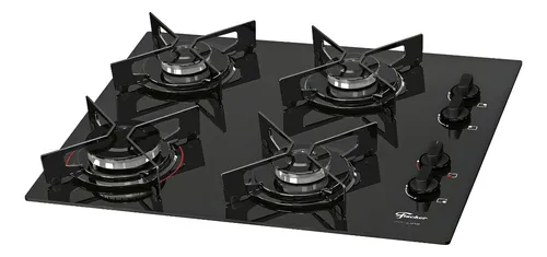 Fogão Cooktop Fischer 4q Fit Line Gás Mesa Vidro