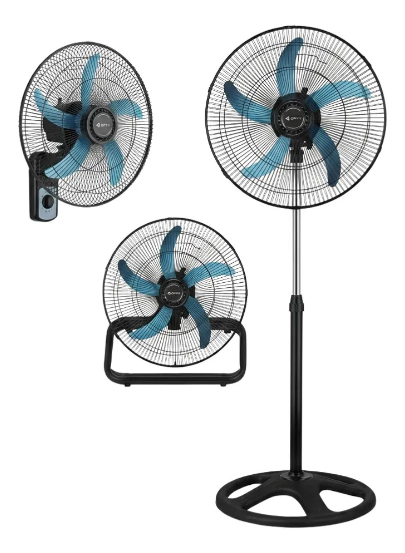 Ventilador de pie Oryx if318 con 5 palas de Aluminio color plateado estructura color negro, 50cm de diámetro