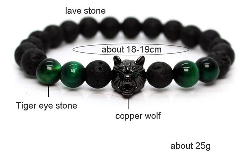 Pulsera De Lobo Piedra Ojo De Tigre Verde Y Volcanica 2020