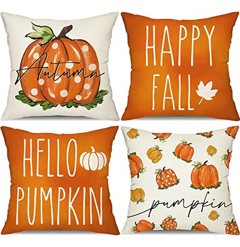 Fall Pillow Covers 20x20 Set Of 4 For Fall Decor Happy ...
