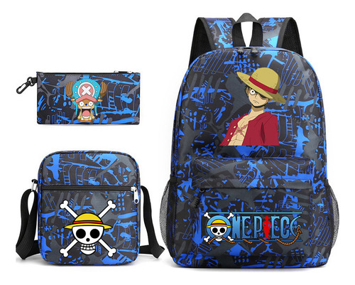 Mochila De Tres Piezas Riman One Piece Para Estudiantes