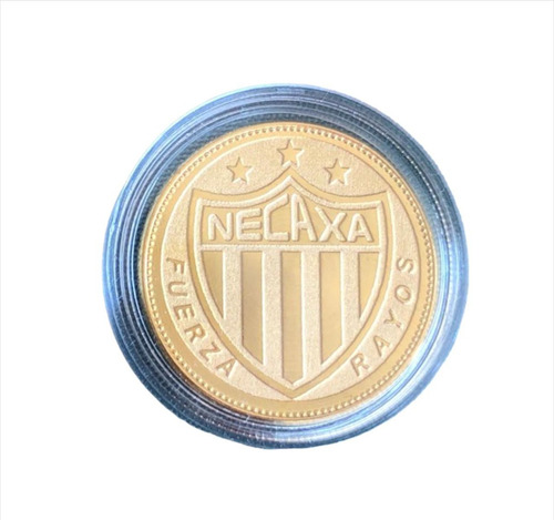 Imagen 4 de 5 de Moneda Rayos Del Necaxa Baño Oro 14k Original Regalo Soccer